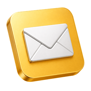 Shown on the contact us page, a decorative 3D mail envelope icon